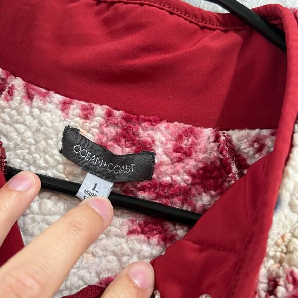 Ocean + Coast Aztec Southwestern Sherpa Full Zip Button Jacket Large - Picture 3 of 4